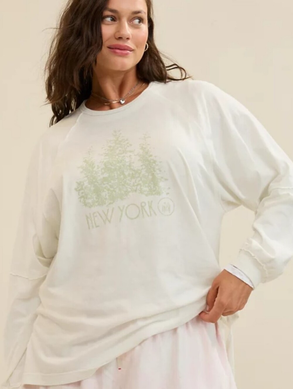 NWT Aerie Cozy Long Sleeve Oversized Boyfriend T-Shirt